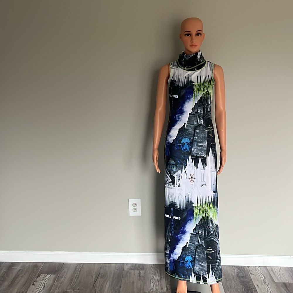 ‼️NWT‼️Rare‼️Dolls Kill X Widow Casual Corruption Printed Maxi Dress Small